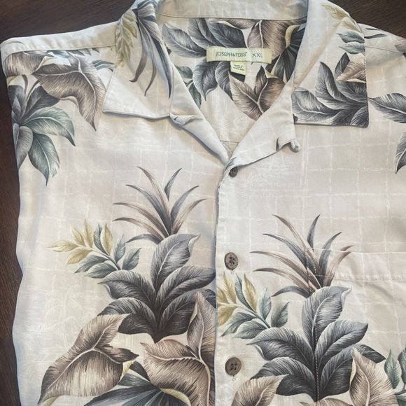 Mens 100% Silk Hawaiian Floral Button Short Sleeve Shirt 2XL Joseph & Feiss - Picture 1 of 7